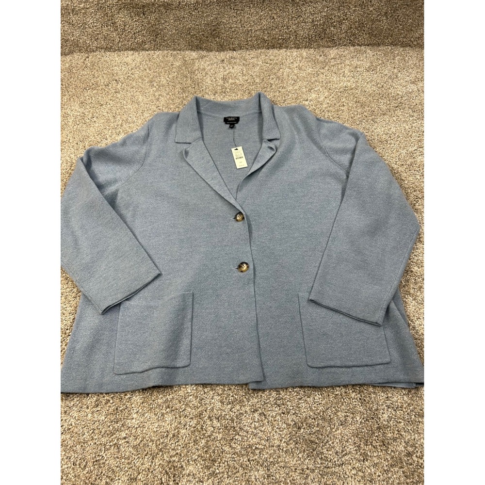 Talbots Pure Italian Merino‎ Wool Blazer Cardigan Light Blue 3XP NWT #0613